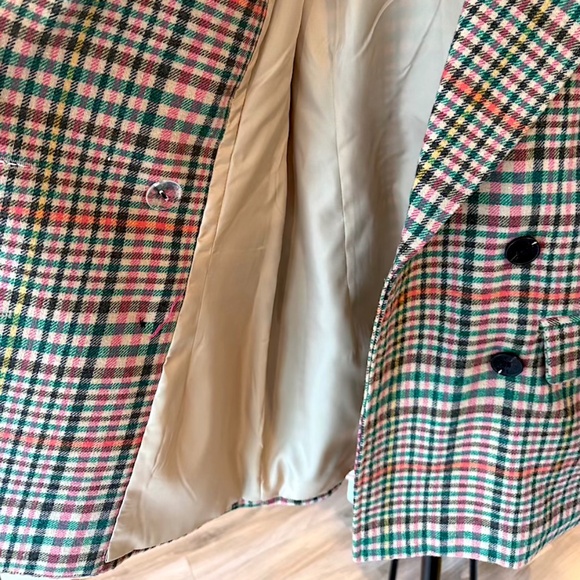 Avec Les Filles Double-Breasted Elbow-Patch Plaid Jacket - X-Small (NWT) - Picture 8 of 13